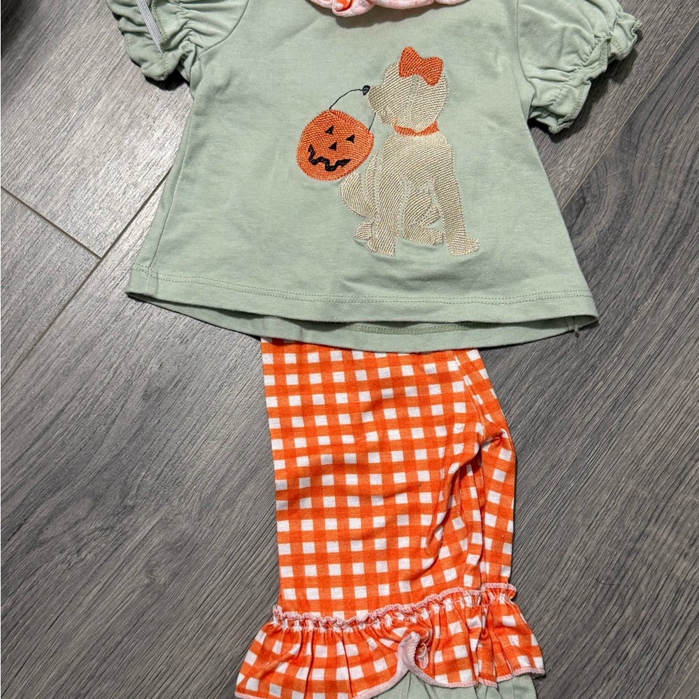 Charming Halloween Dog Set - Green and Orange